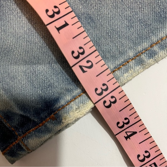 Akoo Brand Distressed Light Wash Straight Leg Jeans - Size 38 - Picture 4 of 7